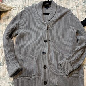 Men's Shawl Collar Gray Cardigan